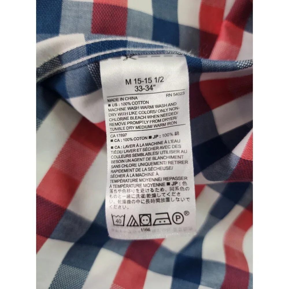 Banana Republic Mens Medium No Iron Classic Fit White Blue Button Up Shirt